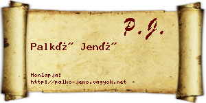 Palkó Jenő névjegykártya